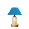 Devansh Conical Turquoise Jute Shade Lamp With Wood & Mosaic Glass Base For Decoration/Office/Home/Gifting/Study For Decoration/Office/Home/Gifting/Study -(10X10X14.5) Inches -A