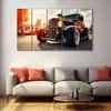 The Castle Decor Vintage Car Art Wall Painting Wooden Framed Digital Painting 27x48 Inch