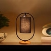 Devansh Black Cotton Drum Wooden & Iron Table Lamp -17 Inch Height  -B