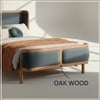 Valerio Duo-Panel Luxe Queen Size Bed in Grey Blue colour Velvet with Oak wood Frame