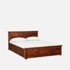 Zvya Solid Wood King  Size Bed With Box Storage (Honey Finish)