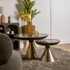 Ava Glass Coffee Table In Brass Finish