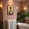 The Castle Decor Funny Black Cat Toilet Paper Wall Art 8x12 Inch