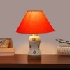 Devansh Conical Orange Cotton Shade Lamp With Wood & Mosaic Glass Base For Decoration/Office/Home/Gifting/Study For Decoration/Office/Home/Gifting/Study -(10X10X14.5) Inches -A