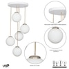 Lautrec 5 Light Ceiling Pendant In White Finish Metal With Frosted White Glass