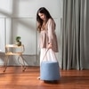 Hoist Collection Light Blue Pouf With Faux Leather Strap