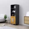 Hexa Engineered Wood Bookshelf Multipurpose Storage Rack in Slate Grey and Giant Wood Colour