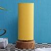 Amory Yellow Fabric Shade Table Lamp with Natural Wooden Base