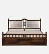 Nilaya Sheesham Wood King Size Bed in Provincial Teak Finish with Box Storage