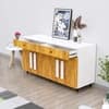 Hexa Red Multipurpose Storage Cabinet With 2 Drawer 4 Door in Frosty White And Giant Wood Colour