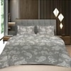 Soren Grey Brown Floral 400 TC Cotton Flat Queen Size Bedsheet with 2 Pillow Covers – Threads