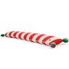 Streaky Knitted Oblong Pillow Cover With Pom Poms  Red Natural 35X7 Inches