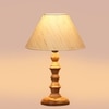 Devansh Off White Cotton Table Lamp With  Wood Natural Base (10X10X16) Inches)-27