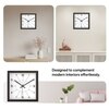 Spaces Unhooked Square Wooden Wall Clock, Black Frame, White Dial with Minimal Numeric Markers
