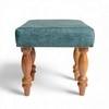 Cairo Sheesham Wood Accent Bench Set (Blue Jacquard Work Fabric Teak Finish)