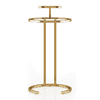 Zion Round Glass and Metal Drink Side Table in Gold finish