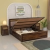 Shambhu Sheesham Wood King Size Bed In Provincial Teak Finish  With Hydraulic Storage (72 x 78 inches)