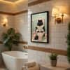 The Castle Decor Funny Black Cat Reading Newspaper Bathroom Wall Art 8x12 Inch