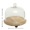 Ireka Homes Pastry Pod Acacia Wood Cake Stand with Glass Dome