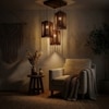 Trikona Brown Solid Wood Cluster Hanging Light
