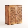 Calipo Sheesham Wood Bar Cabinet in Teak Finish