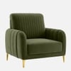 Monly Velvet 1 Seater Sofa Olive Green Color