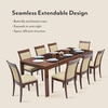 Vanalen 6-To-8 Extendable - Dalla 8 Seater Glass Top Dining Table Set (Colour- Beige, Finish- Dark Walnut)