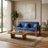 Samar Solid Wood 3 Seater  Sofa With Cushion  In Provincial Teak Finish