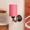 Devansh Metal Electric Wall Light in Antique Gold Colour with Pink Shade Count of 1 Light