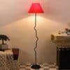 Edison Red Fabric Floor Lamp with Black Iron Base