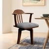 Vanilla Revolving Teak Wood Chair in Grey Colour