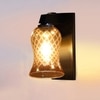 Devansh Solid Wood Electric Wall Light in Brown Colour with Lavender Shade Count of 1 Light