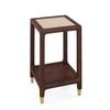 Sera Rectangular Marble and Square Marble Nested Coffee Table with Square Marble Side Table in Walnut Finish