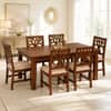 Globally Indian Aroha Solid Sheesham Wood 6 Seater Dining Table Set 6 Chairs Beige