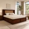 Aaranya Solid Wood Comfort Queen Bed Hydraulic Storage Provincial Teak Finish Mattress 60 x 78 Inch