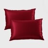 Stoa Paris Satin Pillow Covers,  Premium Plain Pillow Cover Set of 2, 68L x 45W cms - Flirty Red