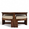 Nashville Sheesham Wood Accent Coffee Table Set With 4 Stools In Natural Teak Finish