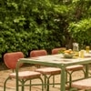 Dastoori Ceramic Tile Outdoor Dining Table with Six Chairs in Beige Colour