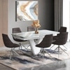 Caribu 6 To 8 Extendable Dining Table With Set Of 6 Doris Swivel Accent Chairs (Colour- Dark Grey, Finish- White High Gloss)