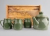 Midnight Bloom Green Tea Set with Serving Tray