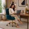 Doe Buck Adan Modern Teal Velvet Office Chair
