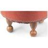 Louisville Acacia Wood Parisian Round Set of 2 Pouf Stools in Red Jacquard