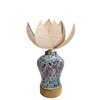 Devansh Rose Bamboo  Shade  Lamp With  Wood & Mosaic Glass Base For Decoration /Office/Home/Gifting/Study For Office/Home/Gifting -(12X12X17.75) Inches -