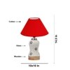 Devansh Conical Red Cotton Shade Lamp With Wood & Mosaic Glass Base For Decoration/Office/Home/Gifting/Study For Decoration/Office/Home/Gifting/Study -(10X10X14.5) Inches -A