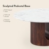 Orra Round White Marble And Solid Wood Coffee Table In Walnut Finish
