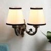 Devansh Metal Electric Wall Light in Antique Gold Colour with White & Black Shade Count of 2 Lights