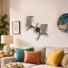 Devansh Metal Electric Wall Light in Gold Colour with off-white Shade Count of 2 Lights