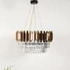 PHANTOM 9 Light Brass Finish Metal and Crystal Chandelier