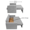 Alfon 3 Seater Velvet Pull Out Sofa Cum Bed with Storage In Grey