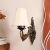 Devansh Gold Antique Wall Mounted Lamp With Off-White Cotton Shade